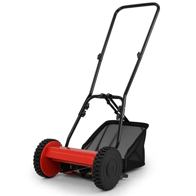 Tondeuse à Gazon Manuelle avec Largeur de Coupe de 30 cm, Hauteurs de Coupe Réglables de 15 à 40 Mm, Bac de Ramassage 18,5 L